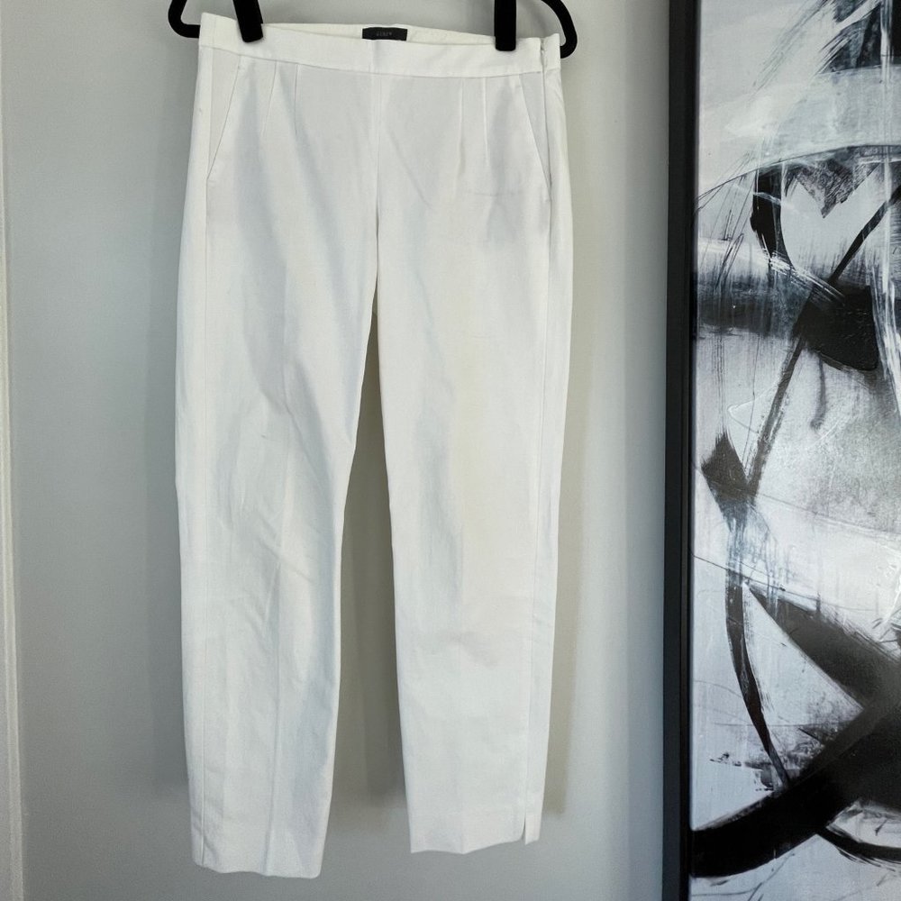 J Crew Martie cropped pant in bi-stretch cotton - Size 4 - White Ivory
